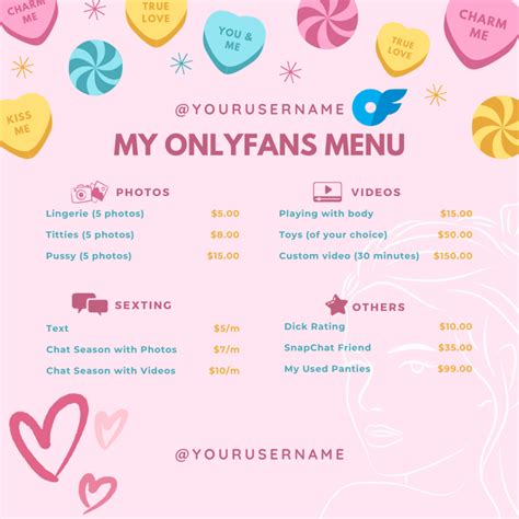 FREE OnlyFans Menu Template Ideas with Neat Price List